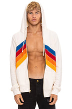 Retro MOUNTAIN STITCH CHEVRON 4 ZIP HOODIE - VINTAGE WHITE