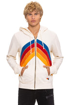 Retro MOUNTAIN STITCH CHEVRON 4 ZIP HOODIE - VINTAGE WHITE