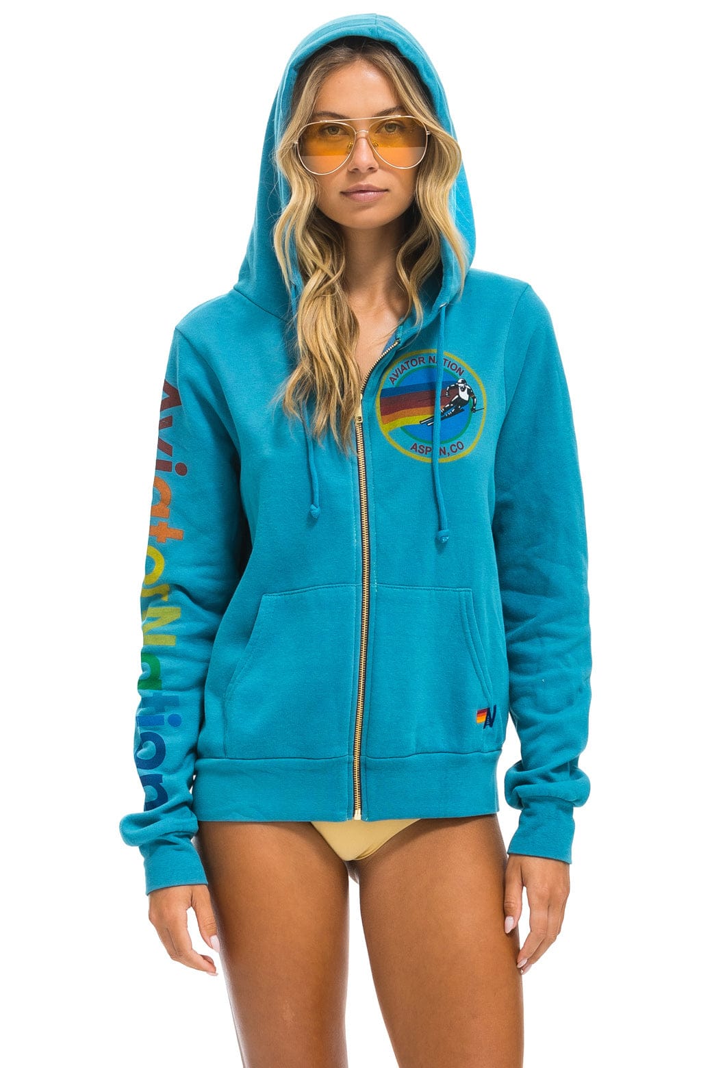 Retro AVIATOR NATION ASPEN HOODIE - TEAL