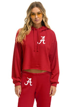 Retro UNIVERSITY OF ALABAMA CROPPED PULLOVER HOODIE - CRIMSON