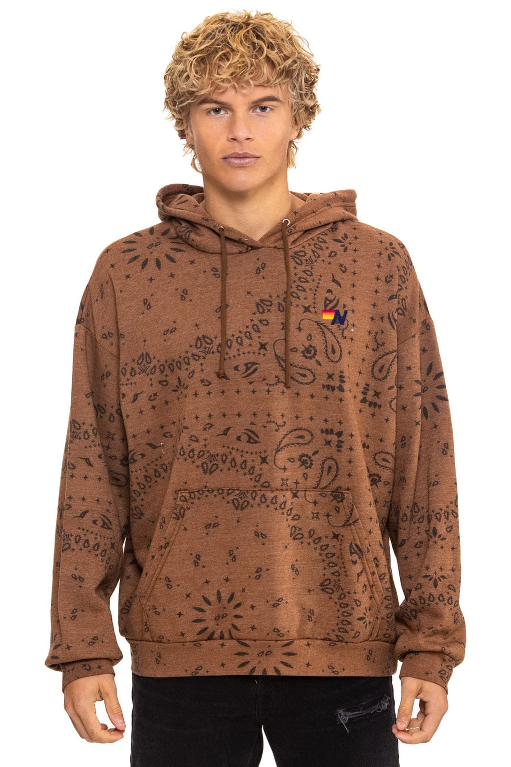 Retro BANDANA RELAXED PULLOVER HOODIE - CINNAMON
