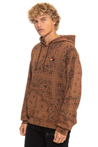 Retro BANDANA RELAXED PULLOVER HOODIE - CINNAMON