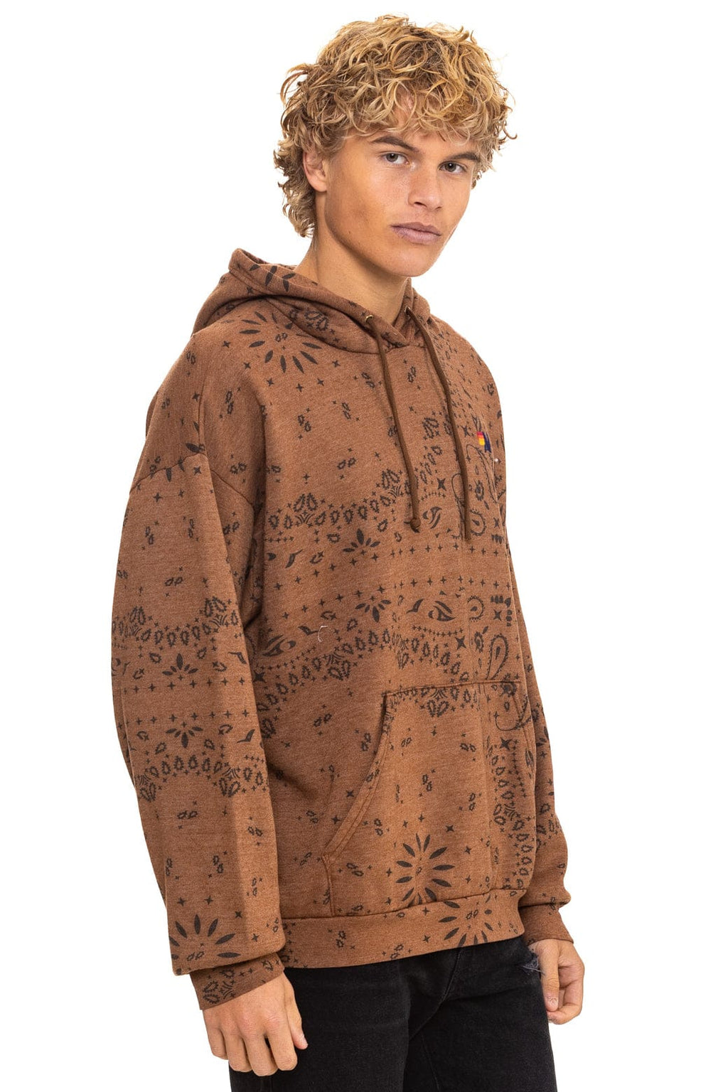 Retro BANDANA RELAXED PULLOVER HOODIE - CINNAMON