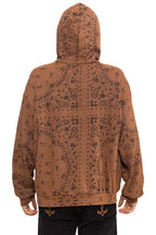 Retro BANDANA RELAXED PULLOVER HOODIE - CINNAMON