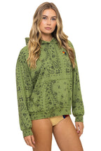 Retro BANDANA RELAXED PULLOVER HOODIE - JUNGLE GREEN