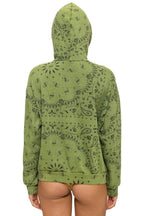 Retro BANDANA RELAXED PULLOVER HOODIE - JUNGLE GREEN