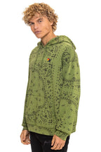 Retro BANDANA RELAXED PULLOVER HOODIE - JUNGLE GREEN