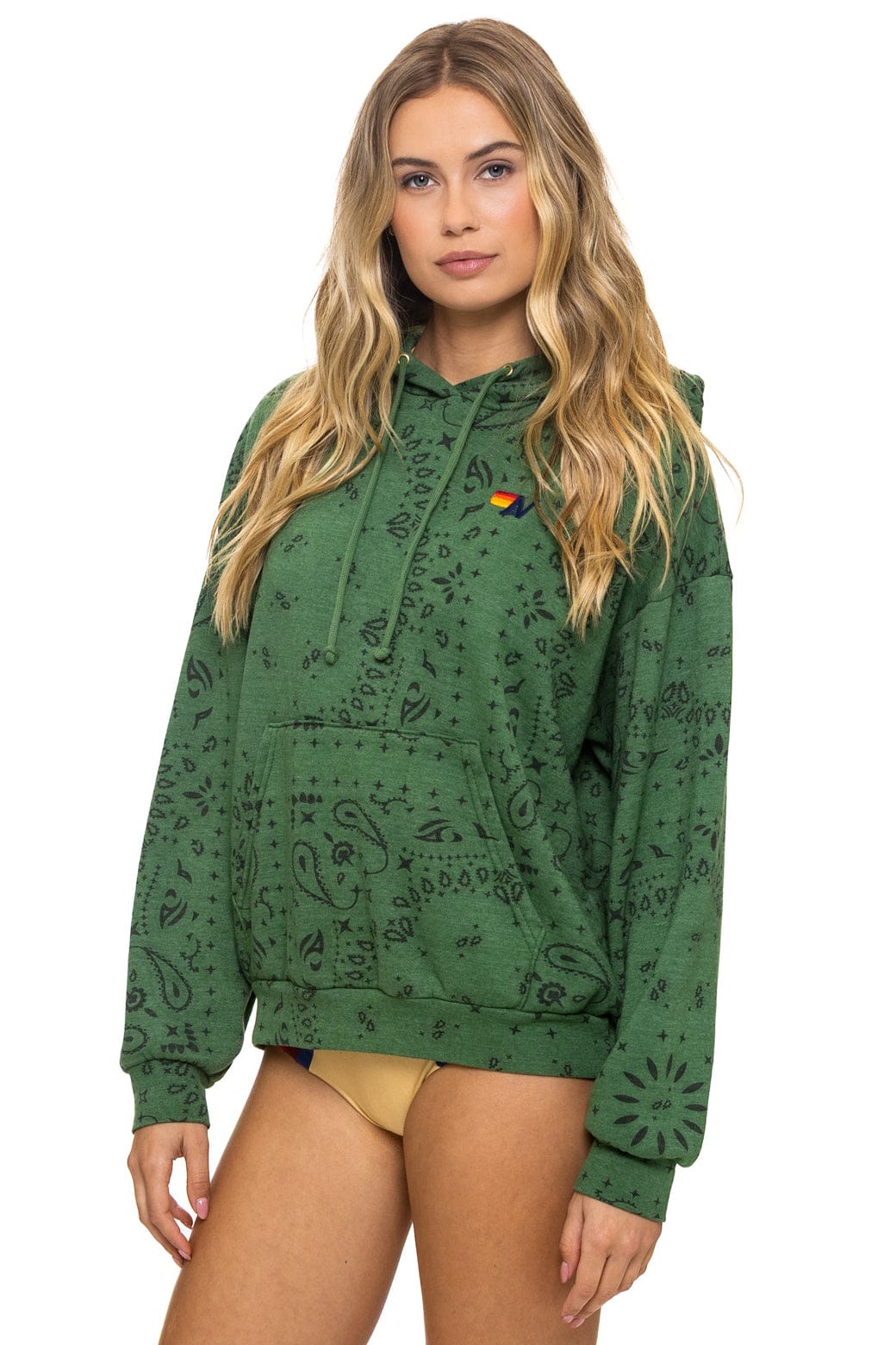 Retro BANDANA RELAXED PULLOVER HOODIE - PALM