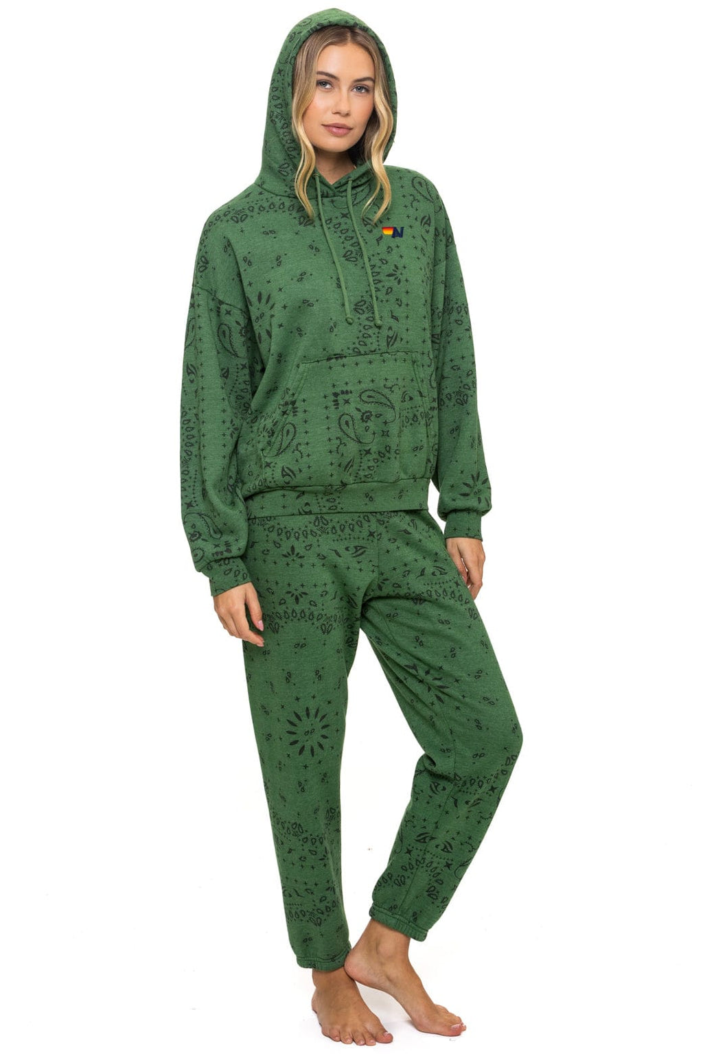 Retro BANDANA RELAXED PULLOVER HOODIE - PALM