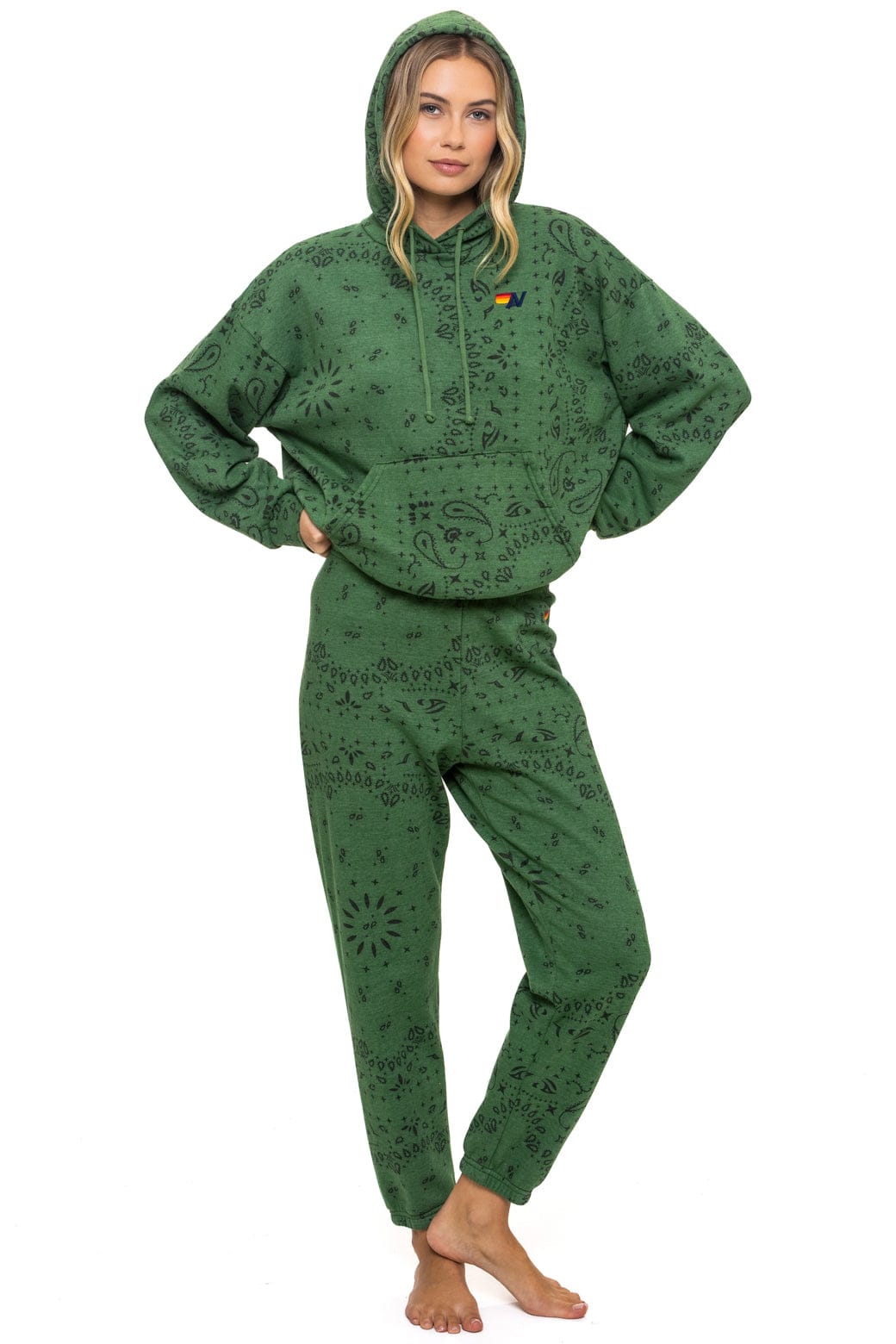 Retro BANDANA RELAXED PULLOVER HOODIE - PALM