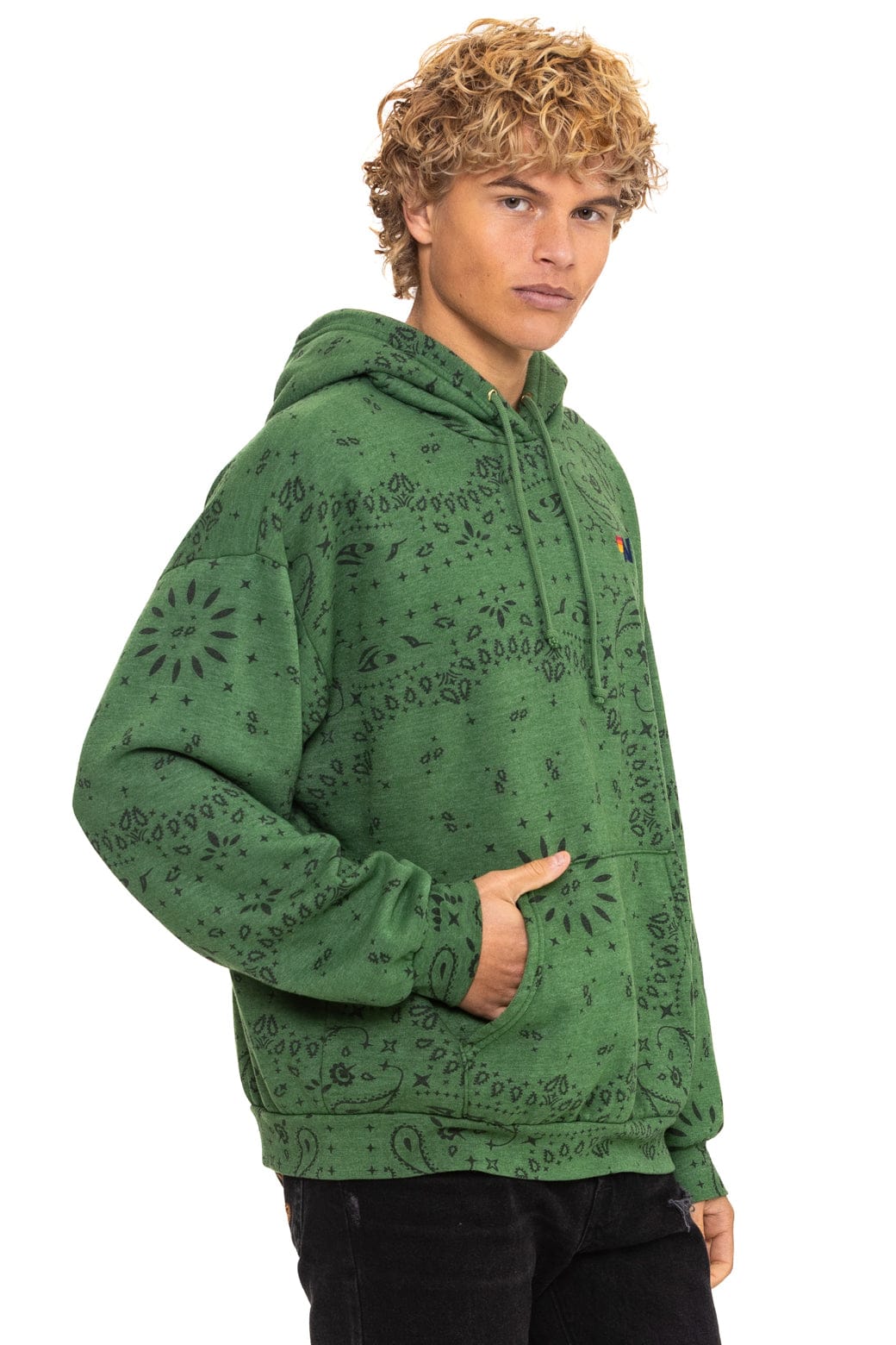 Retro BANDANA RELAXED PULLOVER HOODIE - PALM