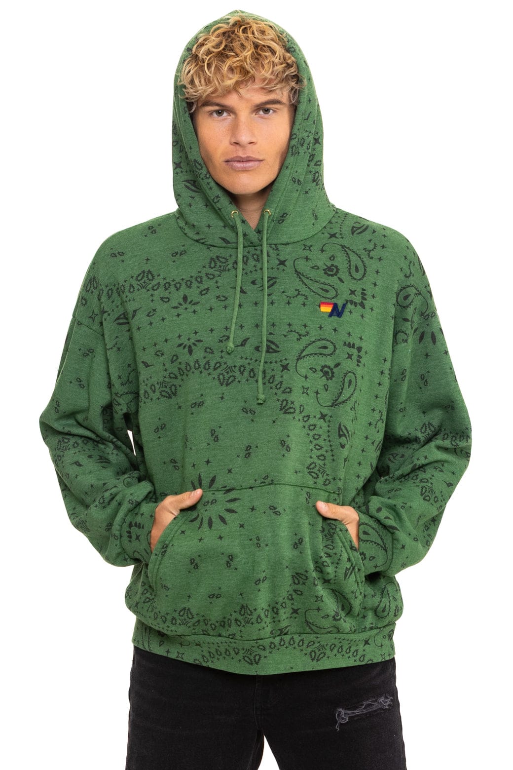 Retro BANDANA RELAXED PULLOVER HOODIE - PALM