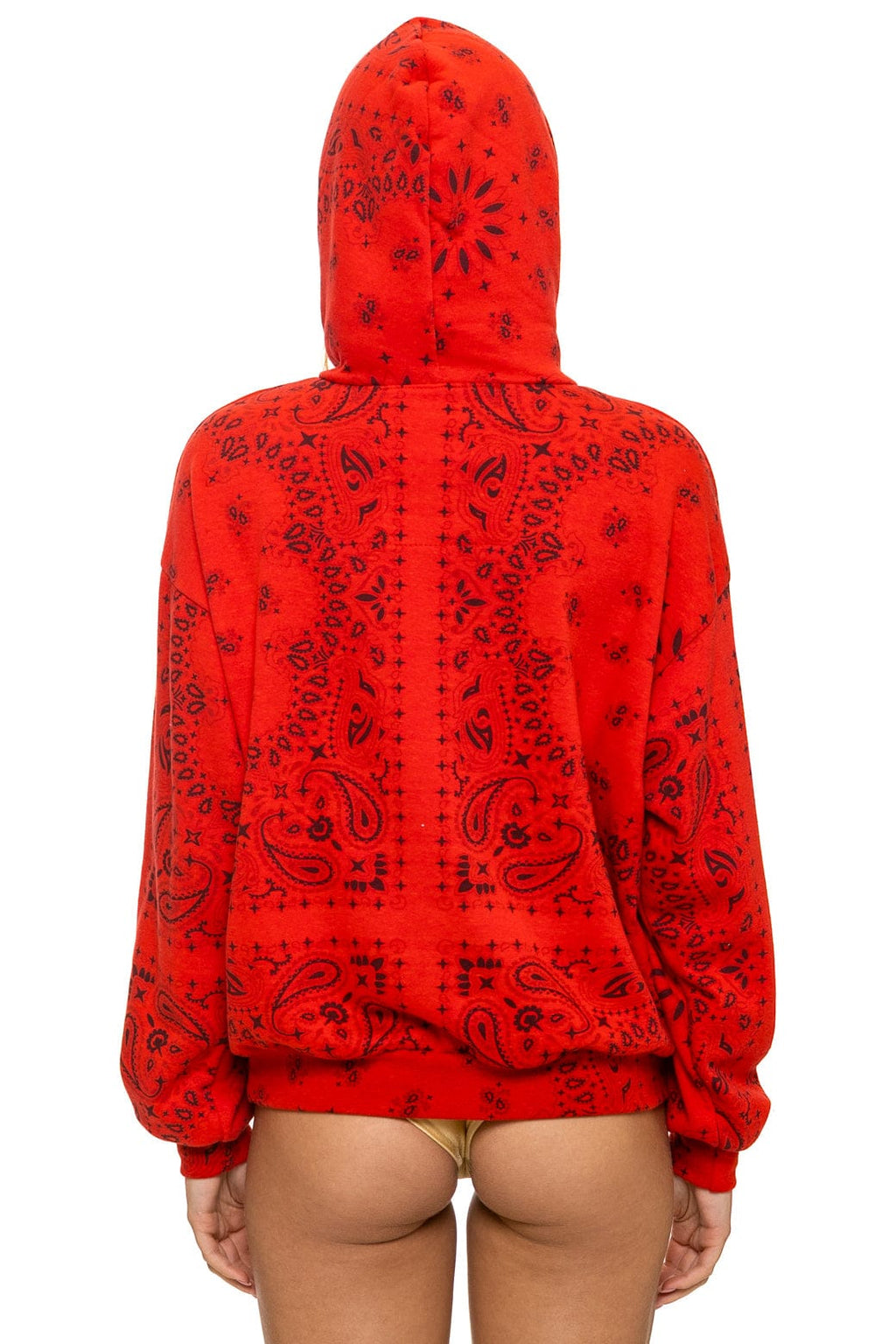 Retro BANDANA RELAXED PULLOVER HOODIE - RED