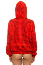 Retro BANDANA LOVER RELAXED PULLOVER HOODIE - RED