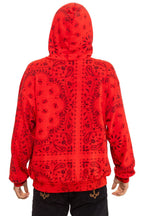 Retro BANDANA RELAXED PULLOVER HOODIE - RED