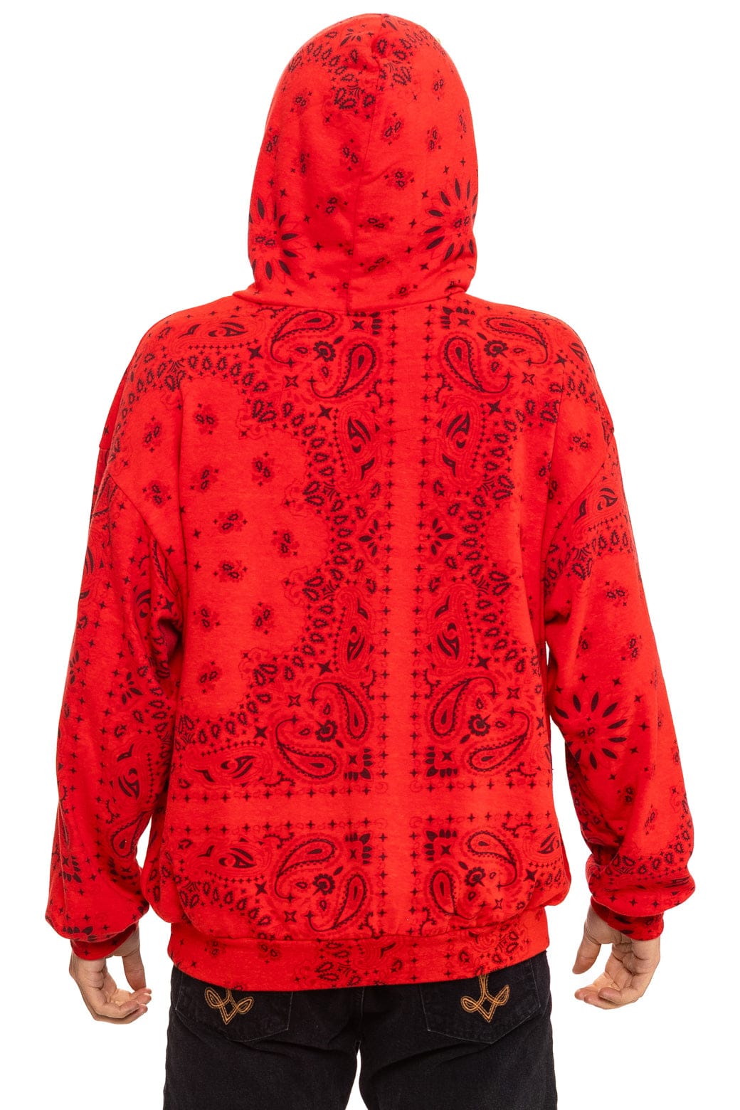Retro BANDANA LOVER RELAXED PULLOVER HOODIE - RED