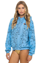 Retro BANDANA RELAXED PULLOVER HOODIE - SKY