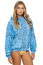 Retro BANDANA RELAXED PULLOVER HOODIE - SKY