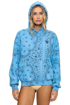 Retro BANDANA RELAXED PULLOVER HOODIE - SKY