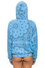Retro BANDANA RELAXED PULLOVER HOODIE - SKY