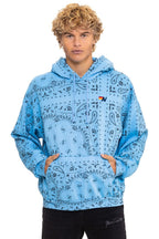 Retro BANDANA RELAXED PULLOVER HOODIE - SKY
