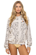 Retro BANDANA RELAXED PULLOVER HOODIE - VINTAGE WHITE