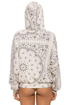Retro BANDANA RELAXED PULLOVER HOODIE - VINTAGE WHITE