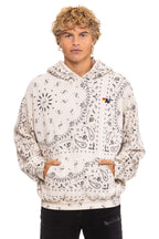 Retro BANDANA RELAXED PULLOVER HOODIE - VINTAGE WHITE