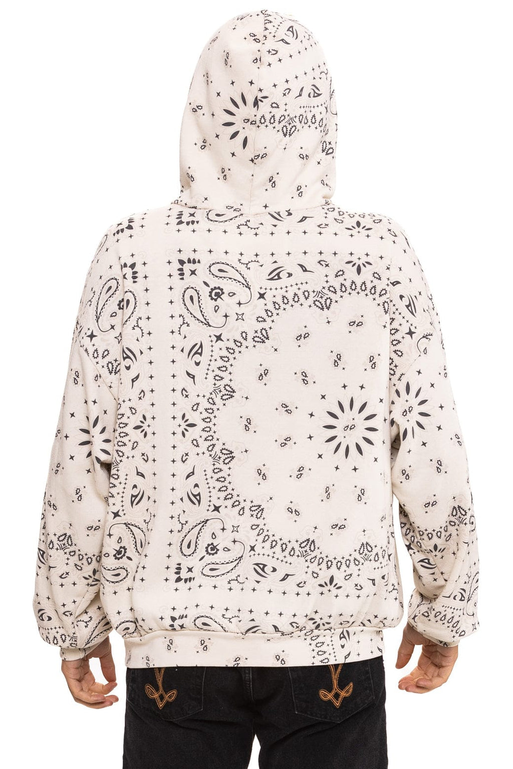 Retro BANDANA RELAXED PULLOVER HOODIE - VINTAGE WHITE