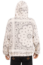 Retro BANDANA RELAXED PULLOVER HOODIE - VINTAGE WHITE