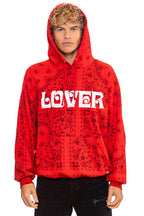 Retro BANDANA LOVER RELAXED PULLOVER HOODIE - RED