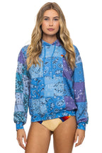 Retro BANDANA QUILTED RELAXED PULLOVER HOODIE - BLUE