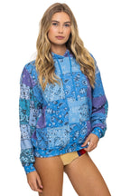 Retro BANDANA QUILTED RELAXED PULLOVER HOODIE - BLUE