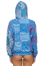 Retro BANDANA QUILTED RELAXED PULLOVER HOODIE - BLUE