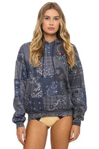 Retro BANDANA QUILTED RELAXED PULLOVER HOODIE - CHARCOAL