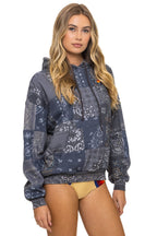 Retro BANDANA QUILTED RELAXED PULLOVER HOODIE - CHARCOAL