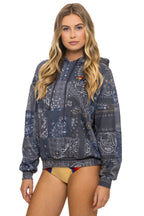 Retro BANDANA QUILTED RELAXED PULLOVER HOODIE - CHARCOAL