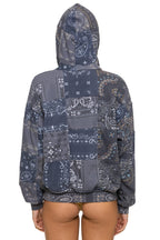 Retro BANDANA QUILTED RELAXED PULLOVER HOODIE - CHARCOAL