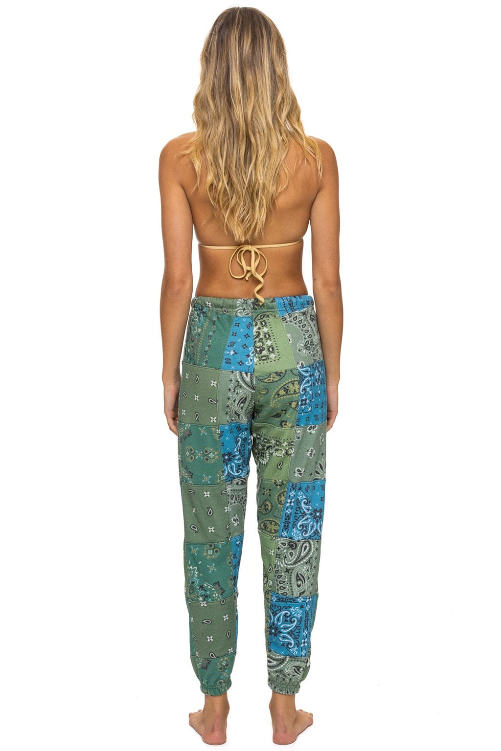 Retro BANDANA QUILTED SWEATPANTS - GREEN