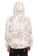 Retro BANDANA QUILTED RELAXED PULLOVER HOODIE - VINTAGE WHITE