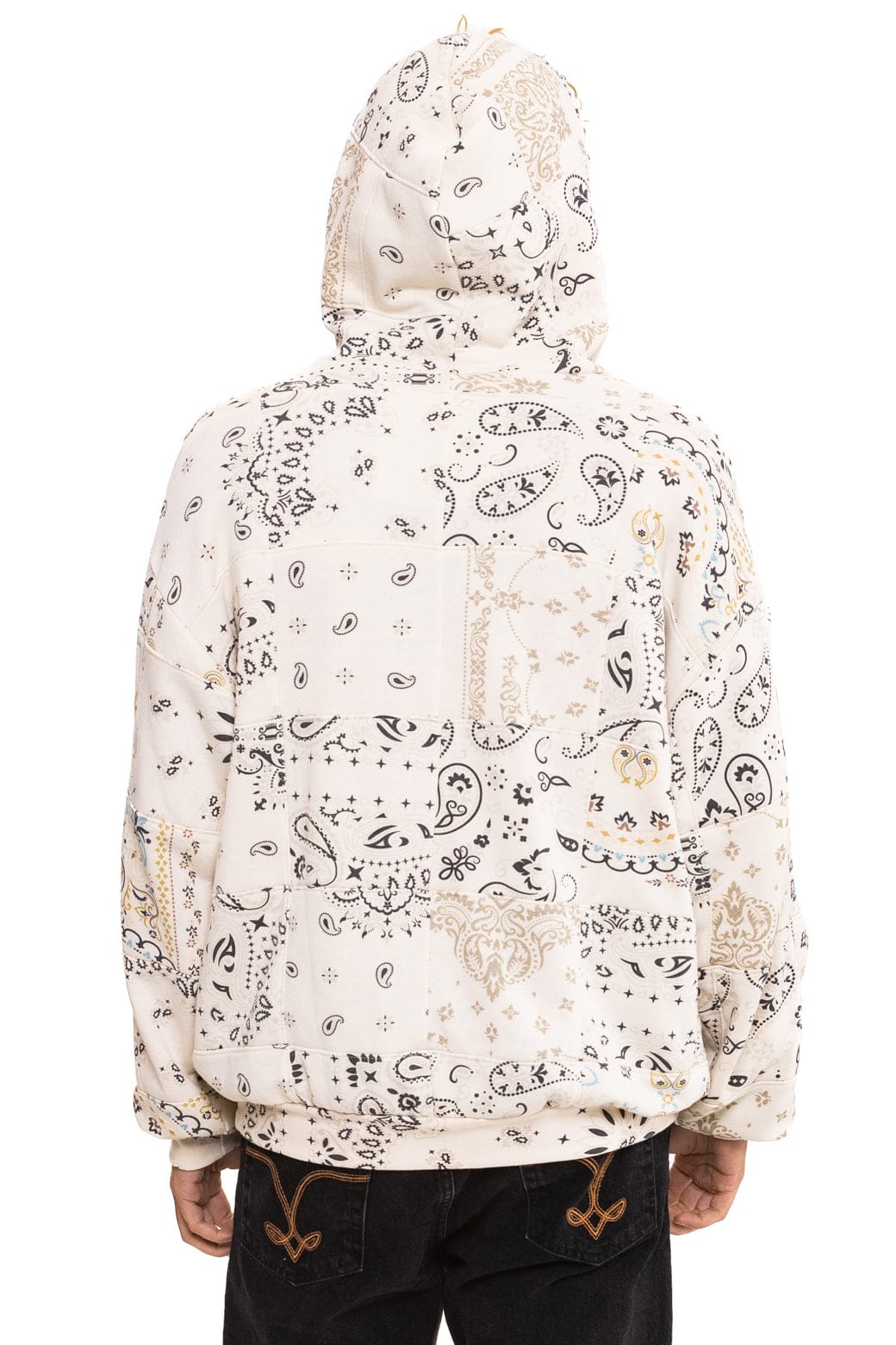 Retro BANDANA QUILTED RELAXED PULLOVER HOODIE - VINTAGE WHITE