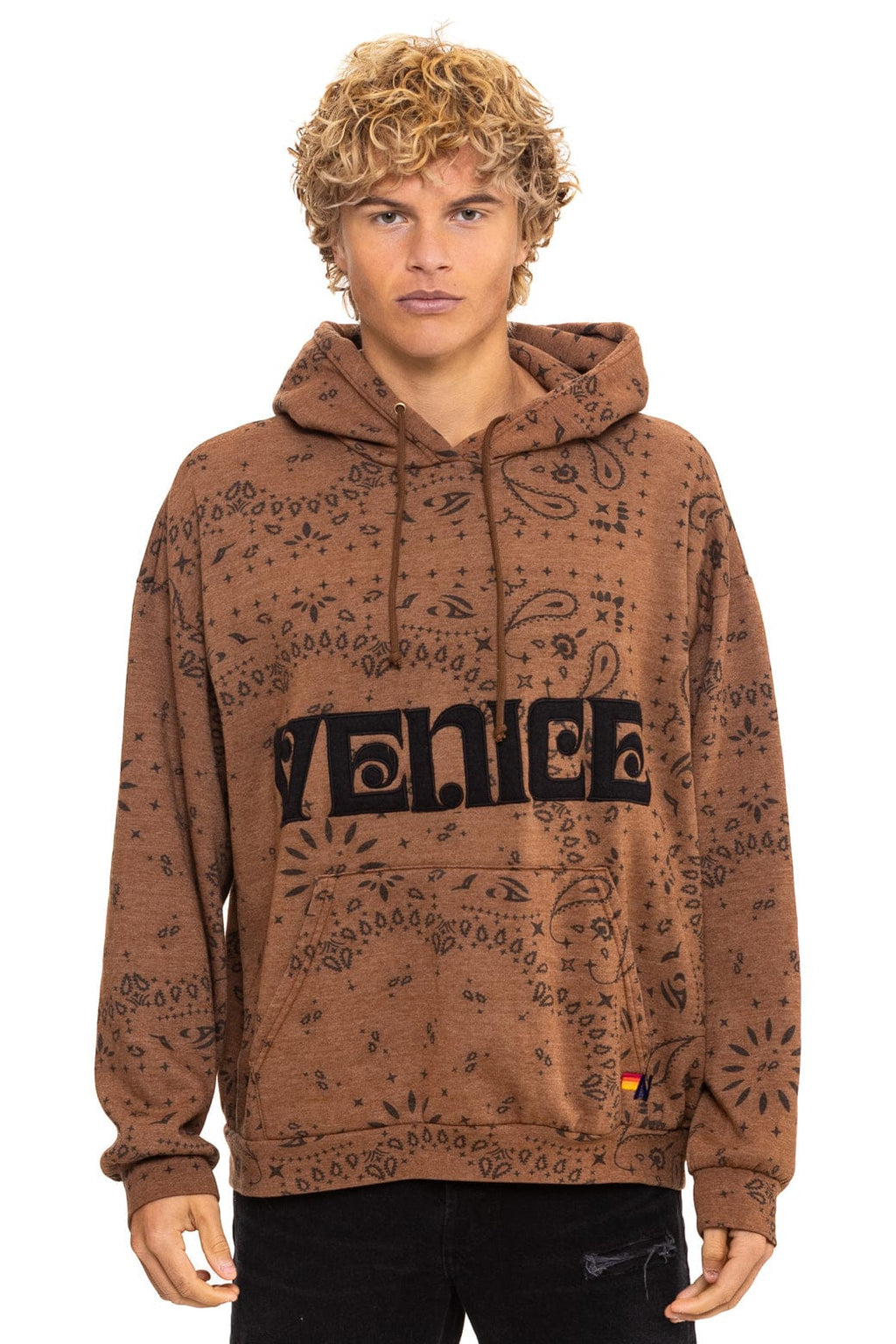 Retro BANDANA VENICE RELAXED PULLOVER HOODIE - CINNAMON