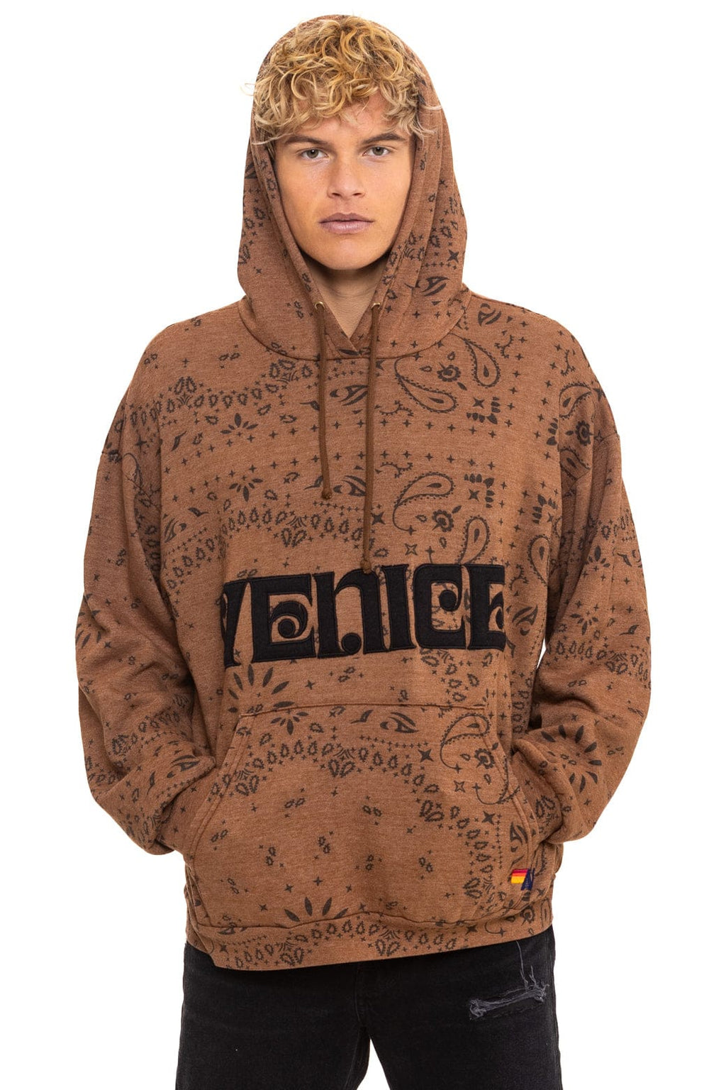 Retro BANDANA VENICE RELAXED PULLOVER HOODIE - CINNAMON