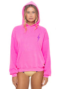 Retro BOLT STITCH RELAXED PULLOVER HOODIE - NEON PINK NEON PURPLE