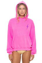 Retro BOLT STITCH RELAXED PULLOVER HOODIE - NEON PINK NEON PURPLE