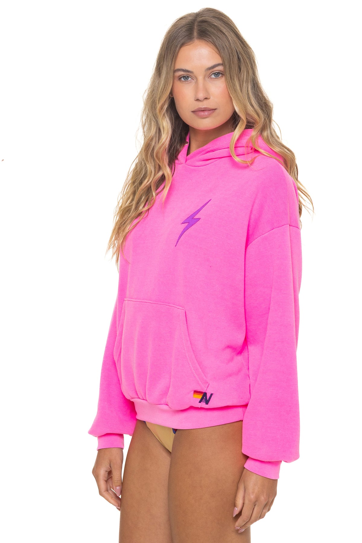 Retro BOLT STITCH RELAXED PULLOVER HOODIE - NEON PINK NEON PURPLE