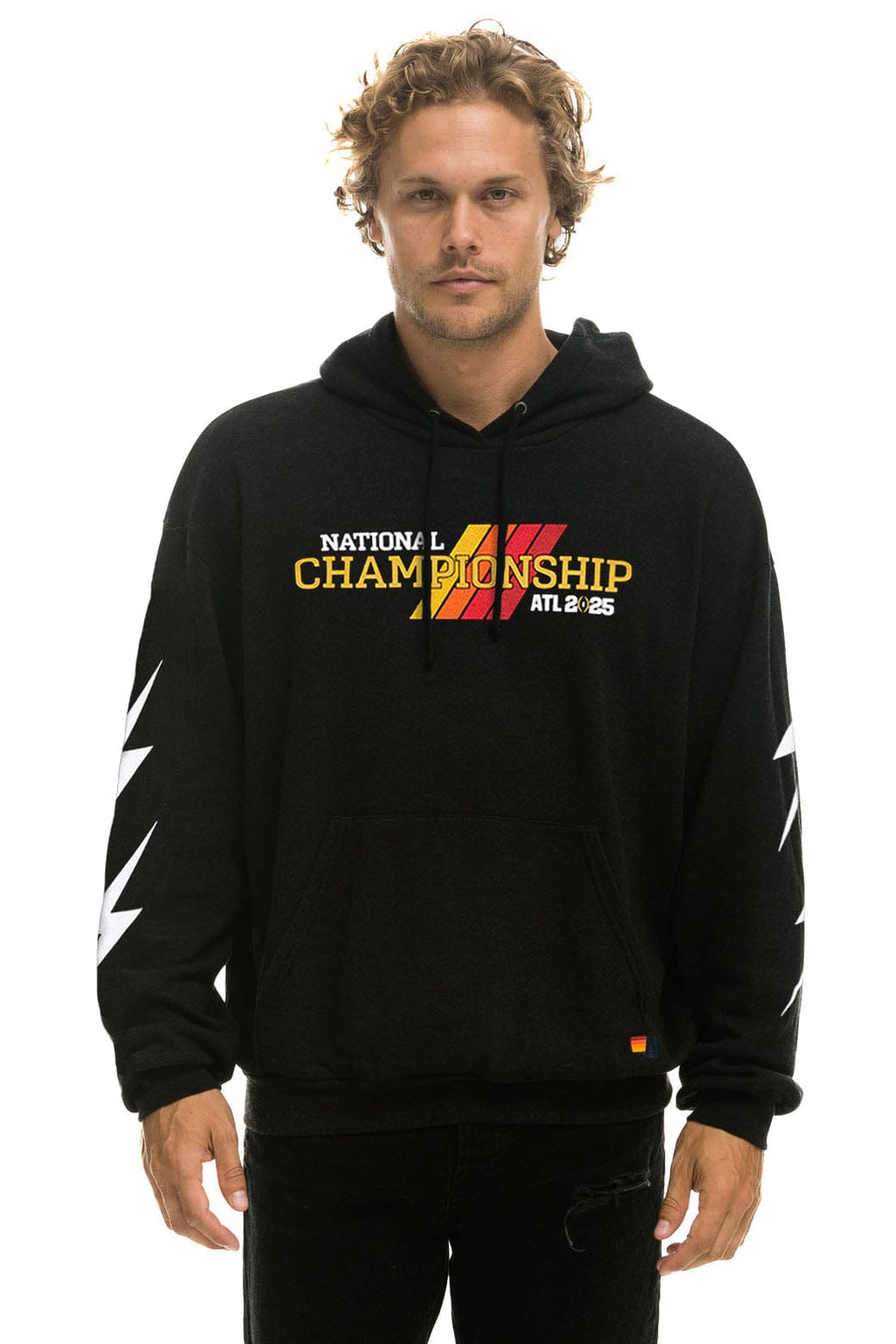 Retro CFP NATIONAL CHAMPIONSHIP 2025 UNISEX RELAXED PULLOVER HOODIE - BLACK