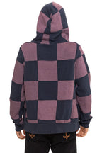 Retro CHECK QUILT ZIP HOODIE - CHARCOAL MOCHA