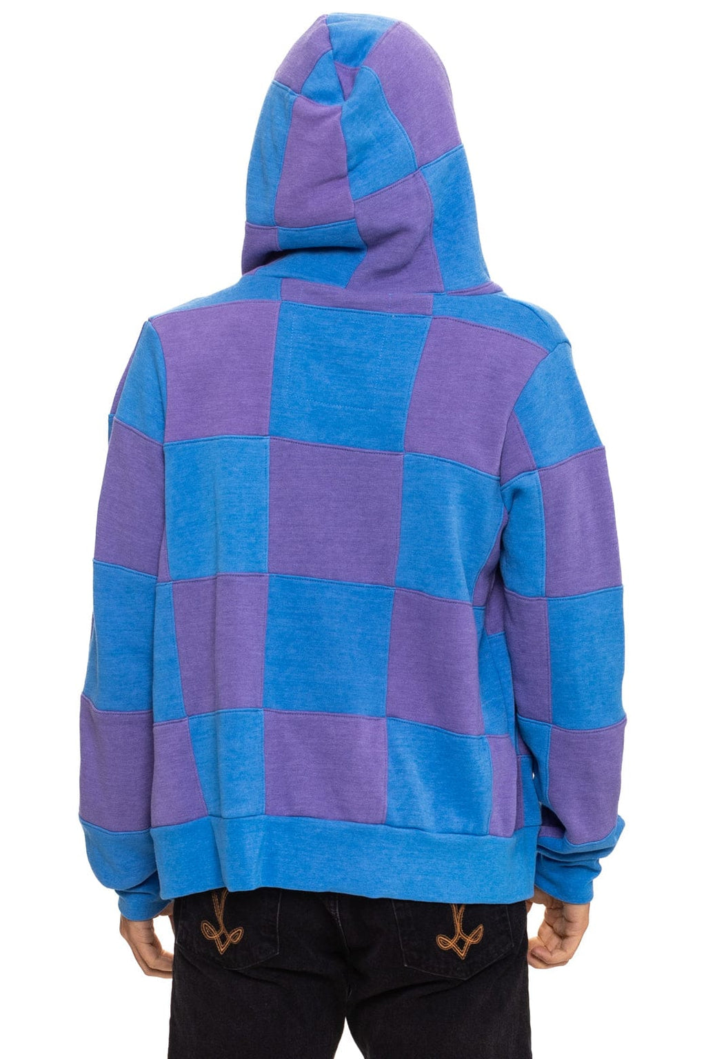 Retro CHECK QUILT ZIP HOODIE - LAVENDER OCEAN
