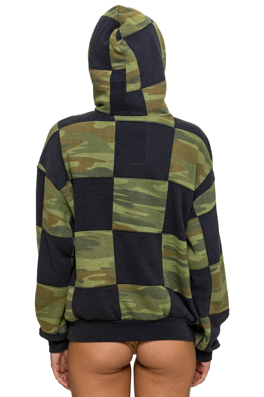 Retro CHECK QUILT RELAXED PULLOVER HOODIE - SMOKE CAMO